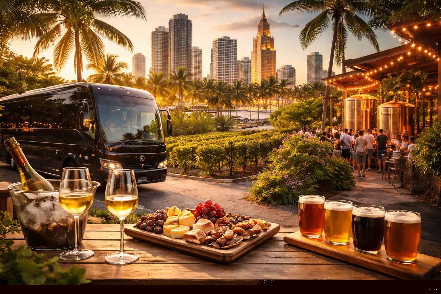 Can you handle multi-stop winery brewery city tours around Miami Florida?
