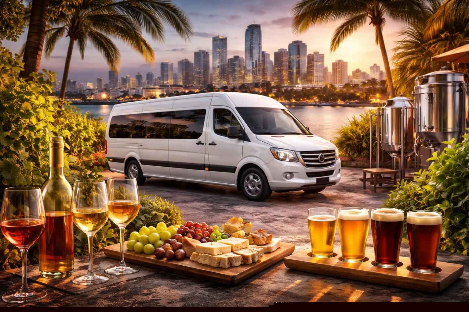 Can you handle multi stop winery brewery city tours around Miami Florida?