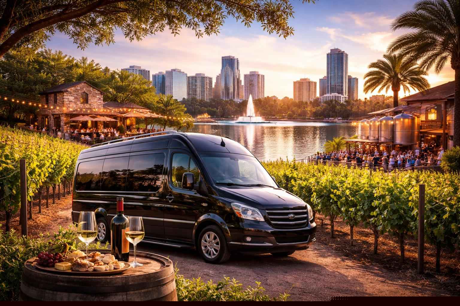 Can you handle multi-stop winery brewery city tours around Orlando Florida?