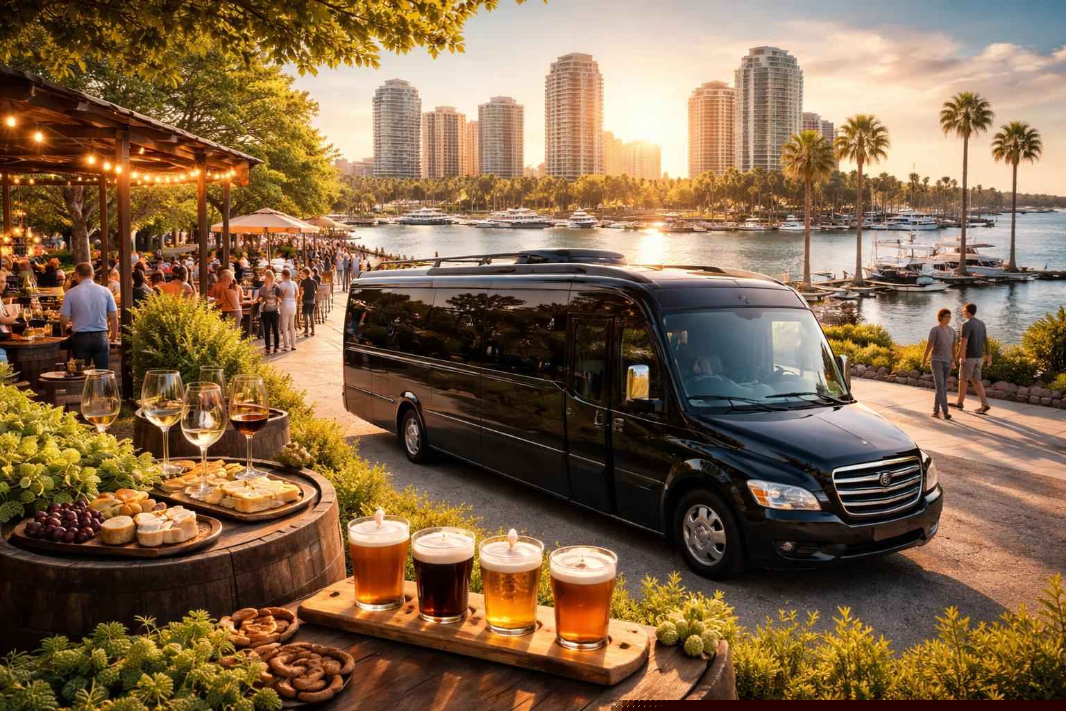 Can you handle multi-stop winery brewery city tours around St. Petersburg Florida?
