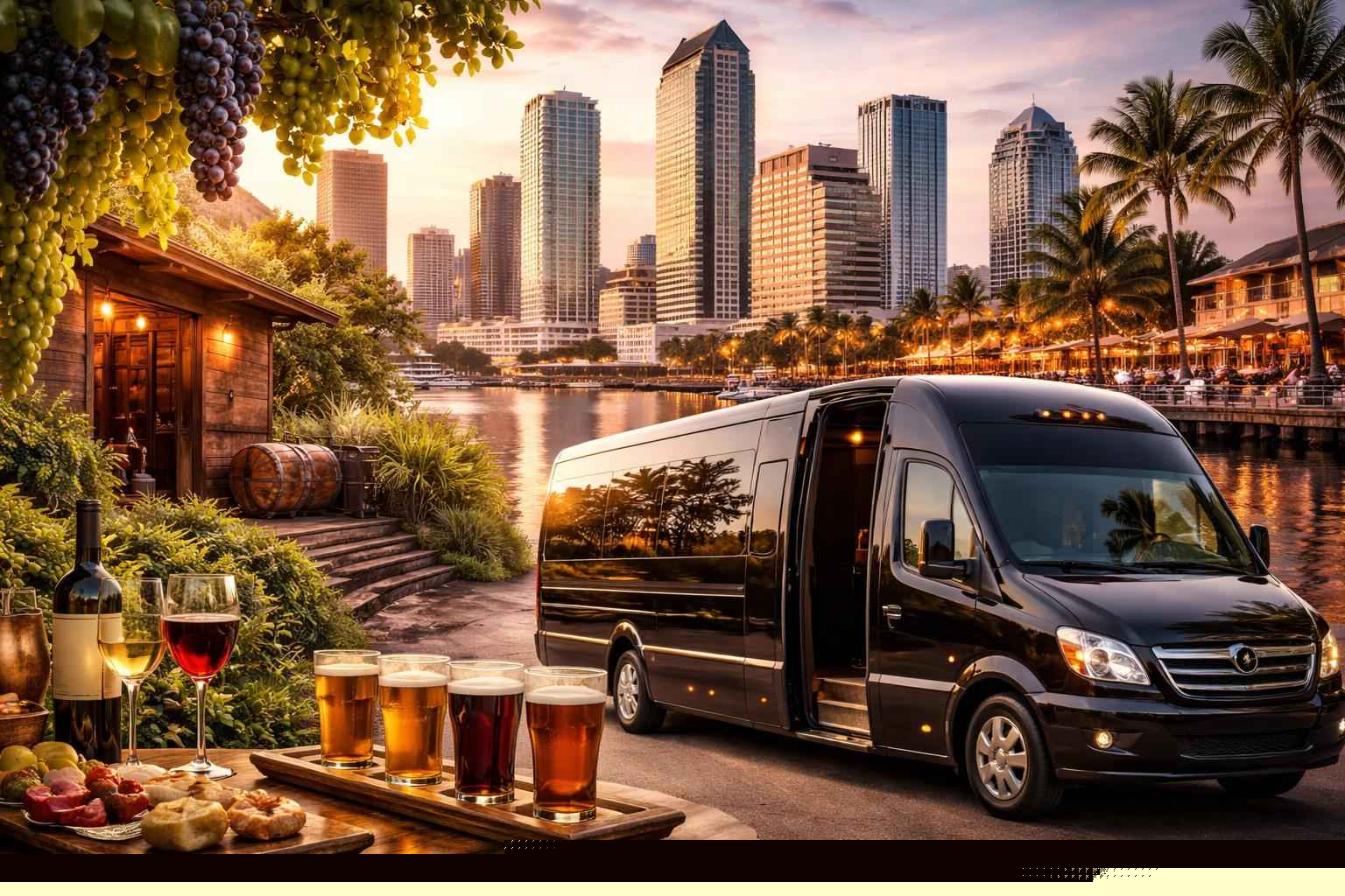 Can you handle multi-stop winery brewery city tours around Tampa Florida?