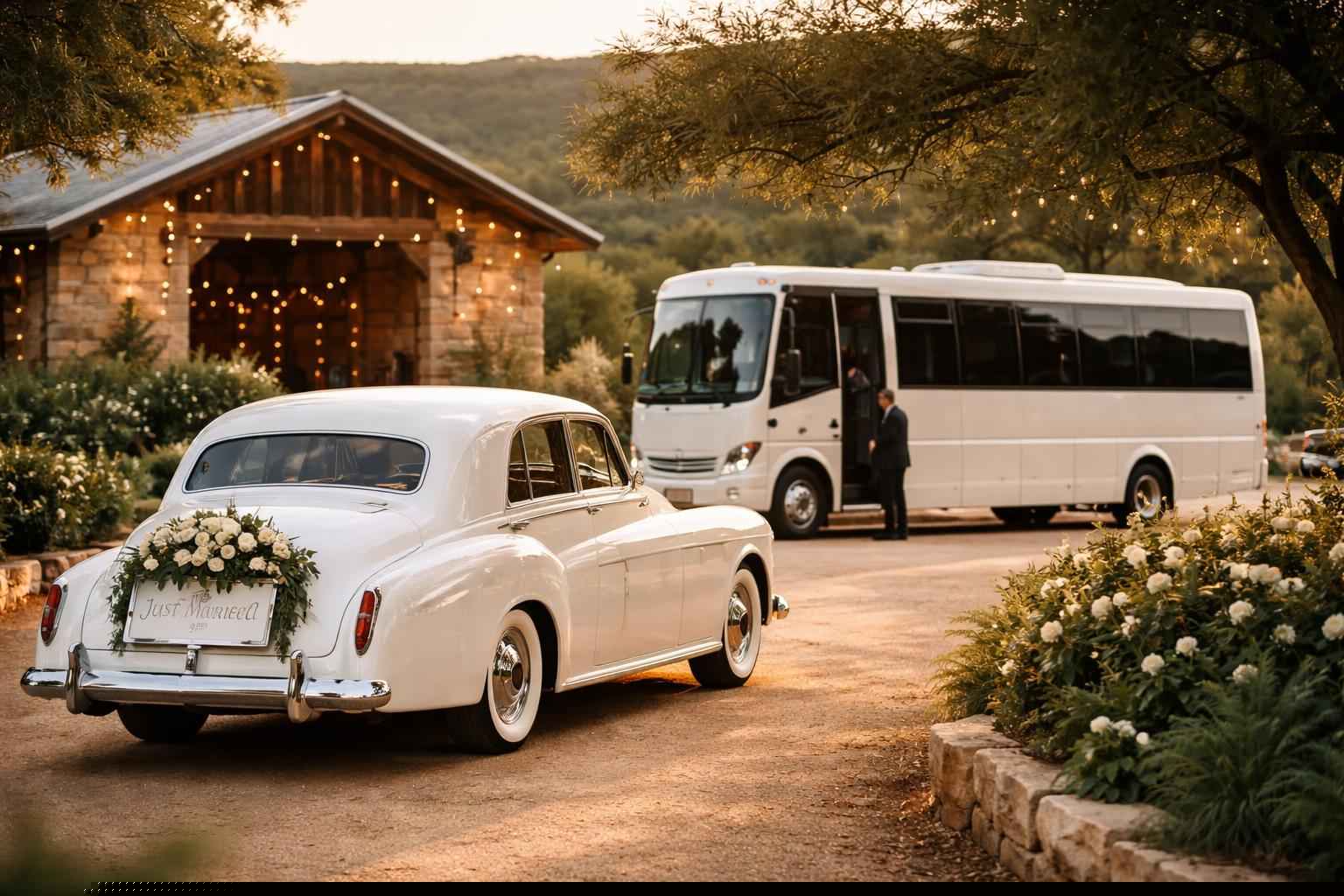 Do You Provide Wedding Day Shuttles And A Classic Vintage Getaway Car In Marble Falls Texas?