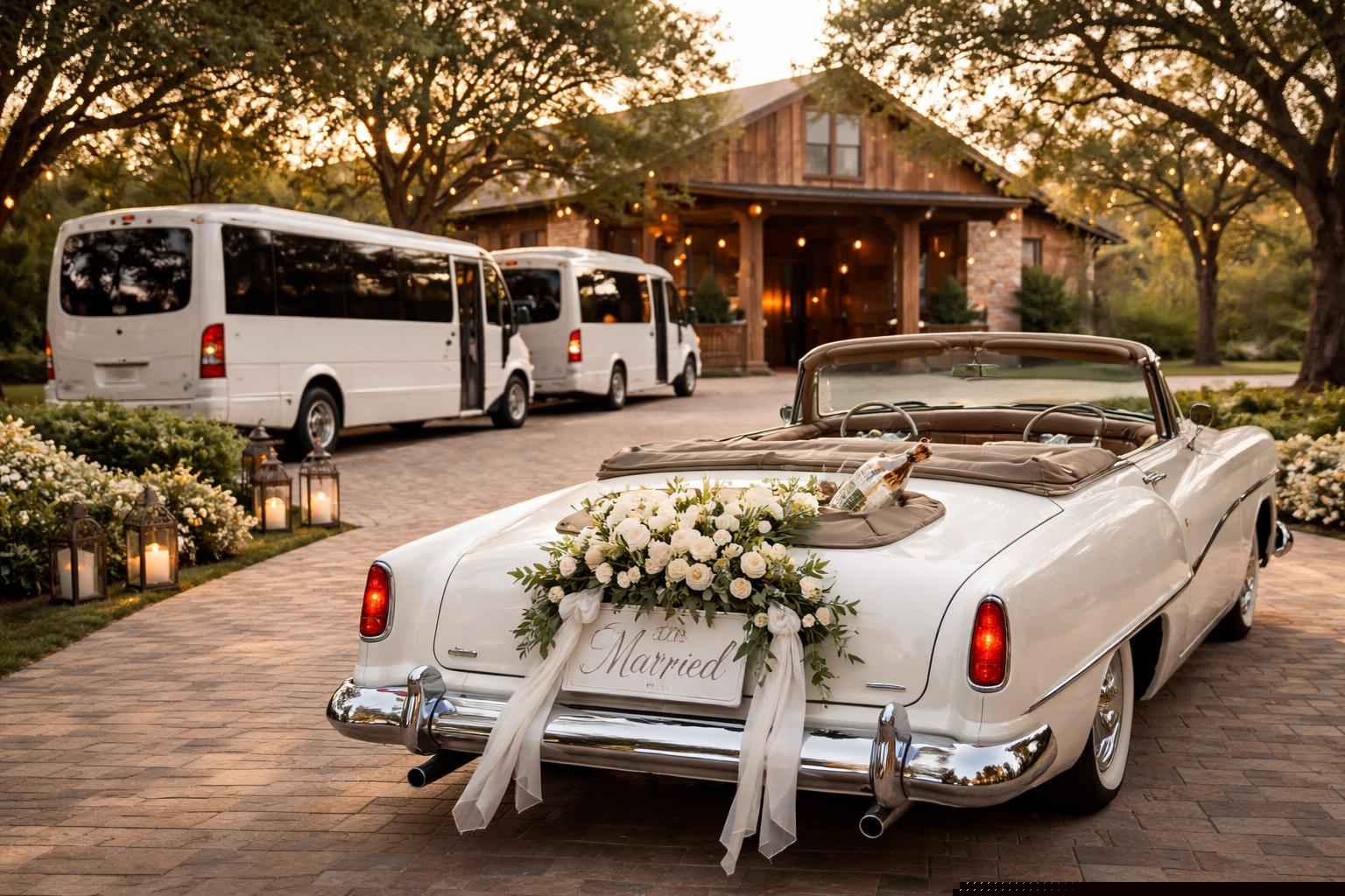Do You Provide Wedding Day Shuttles And A Classic Vintage Getaway Car In Boerne Texas