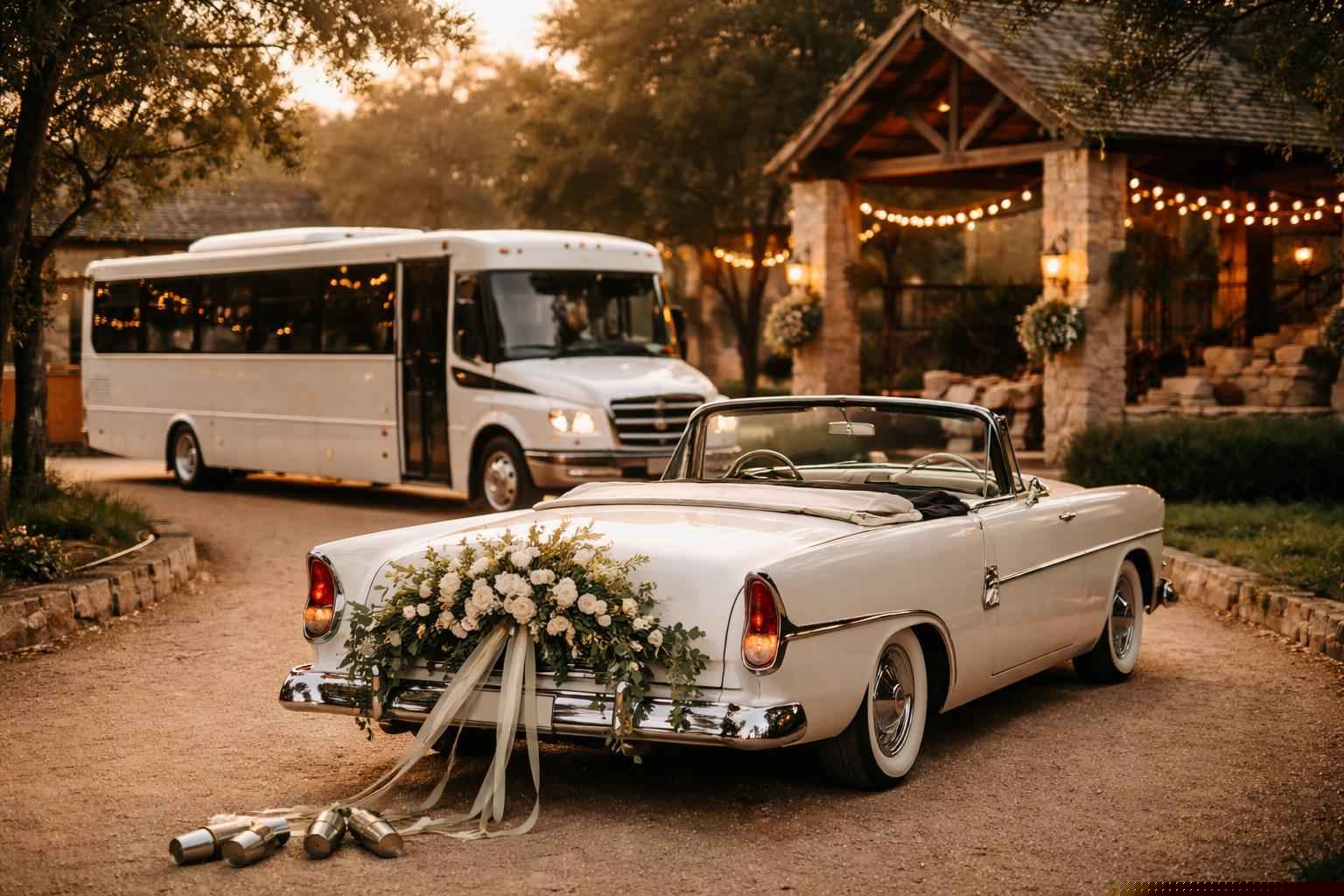Do You Provide Wedding Day Shuttles And A Classic Vintage Getaway Car In Boerne Texas?
