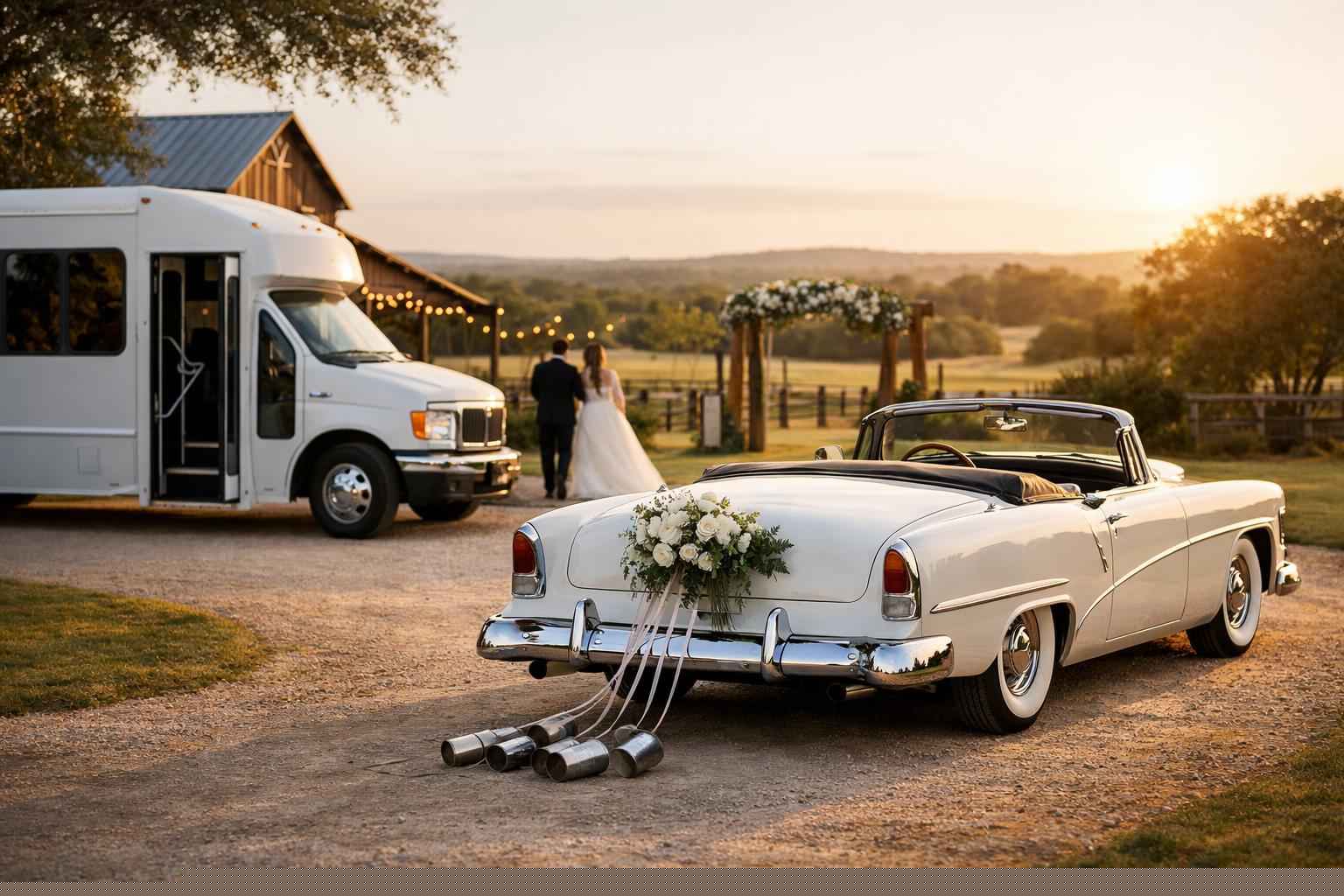 Do You Provide Wedding Day Shuttles And A Classic Vintage Getaway Car In Fredericksburg Texas?