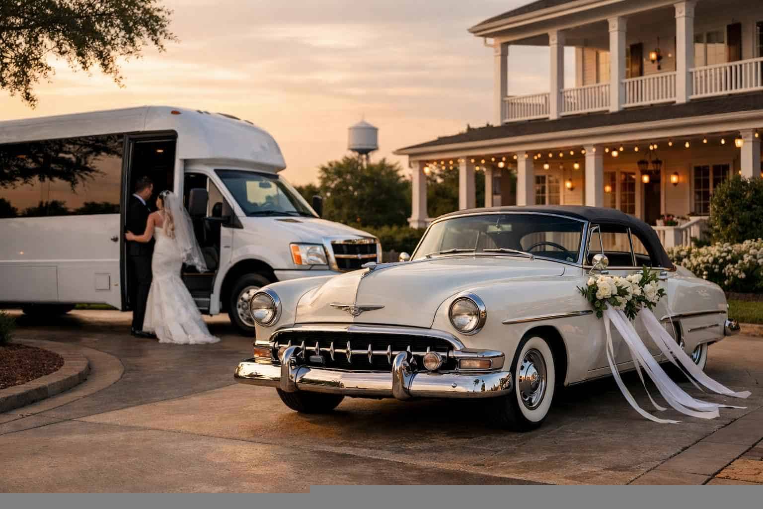Do You Provide Wedding Day Shuttles And A Classic Vintage Getaway Car In Frisco Texas?