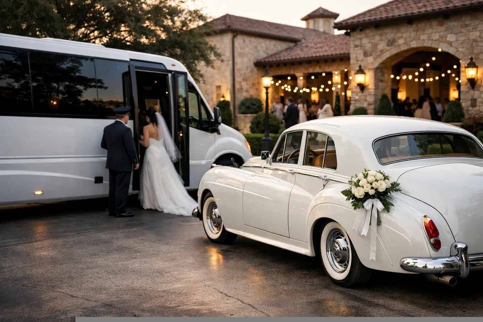 Do You Provide Wedding Day Shuttles And A Classic Vintage Getaway Car In Frisco Texas