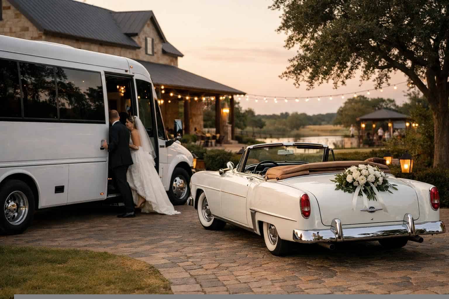 Do You Provide Wedding Day Shuttles And A Classic Vintage Getaway Car In Frisco Texas