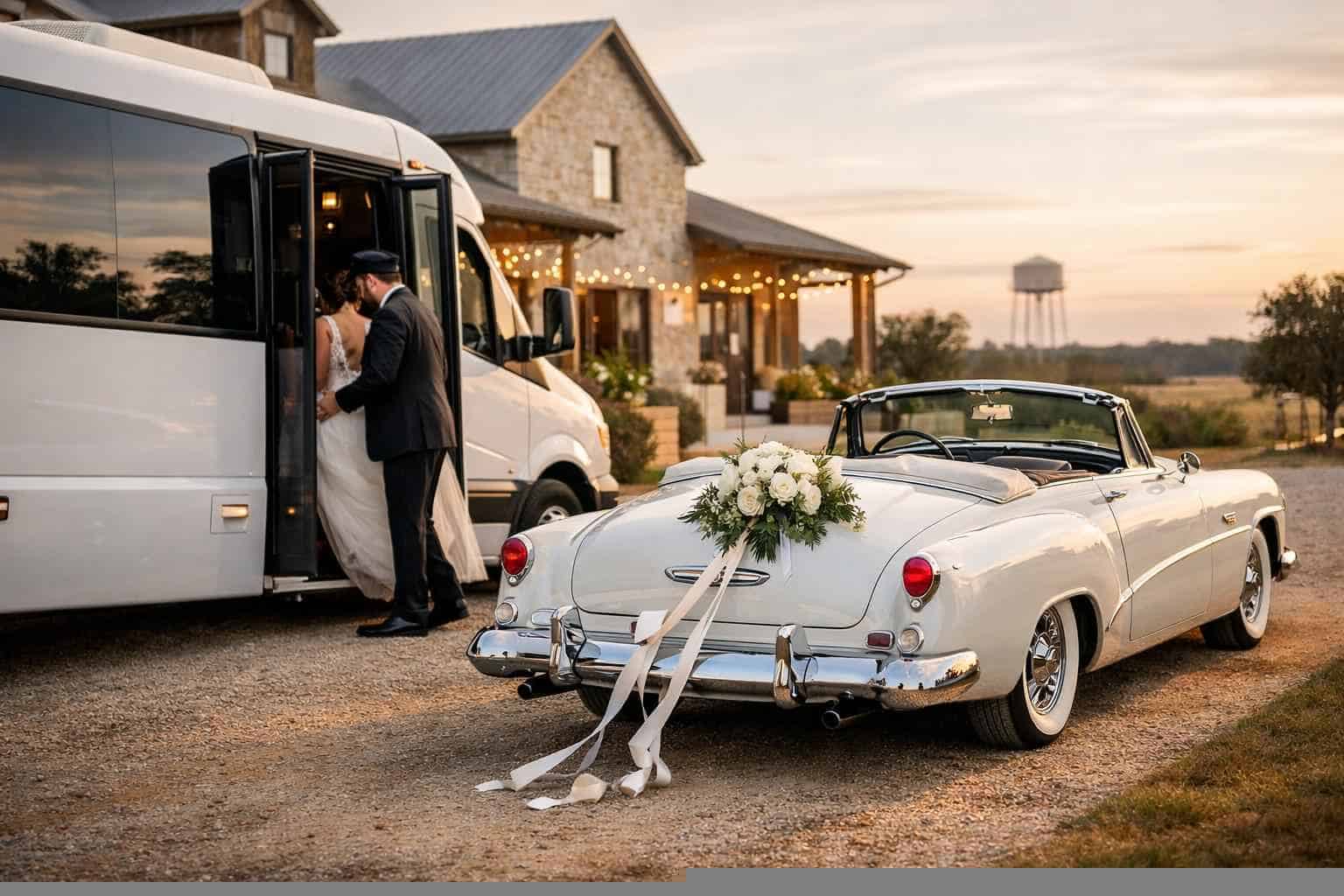 Do You Provide Wedding Day Shuttles And A Classic Vintage Getaway Car In Frisco Texas
