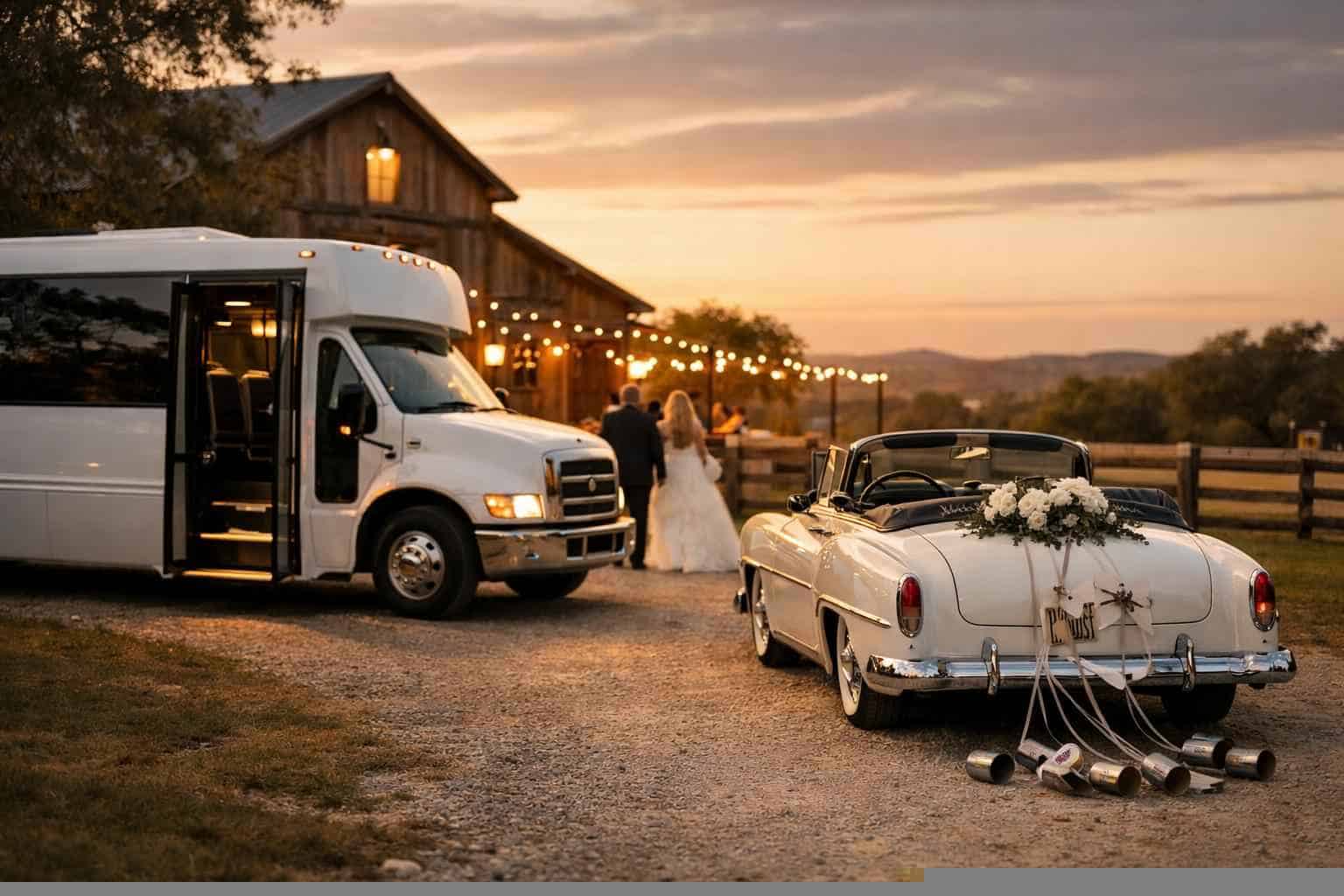 Do You Provide Wedding Day Shuttles and a Classic Vintage Getaway Car in Johnson City Texas