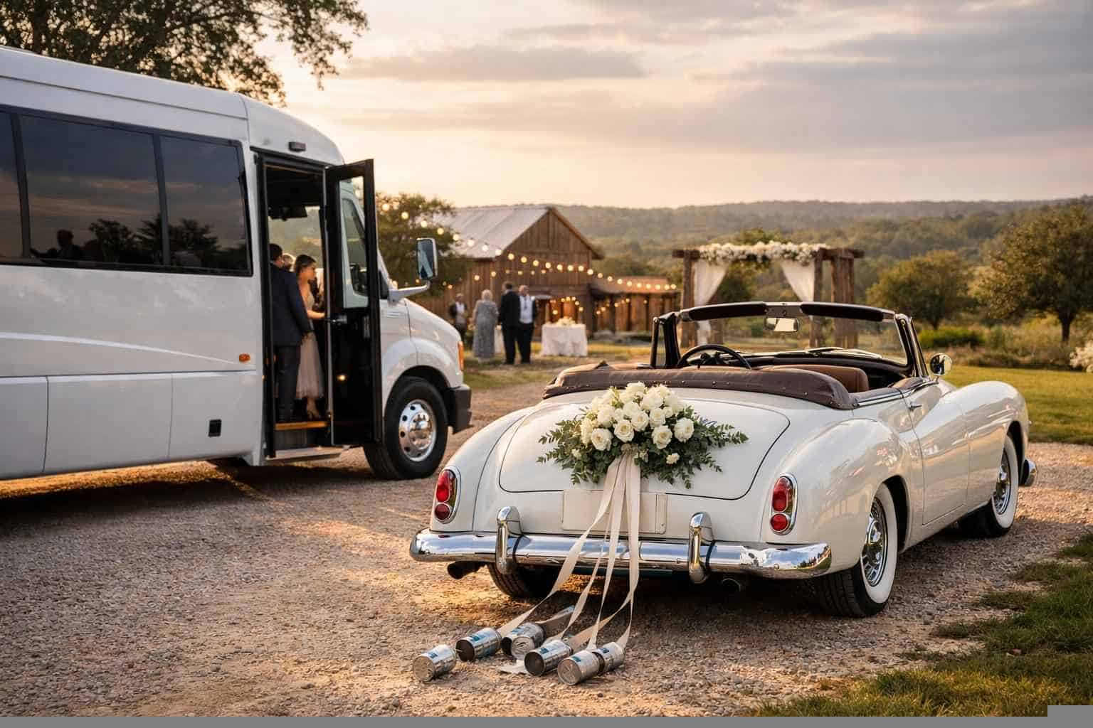 Do You Provide Wedding Day Shuttles and a Classic Vintage Getaway Car in Johnson City Texas?