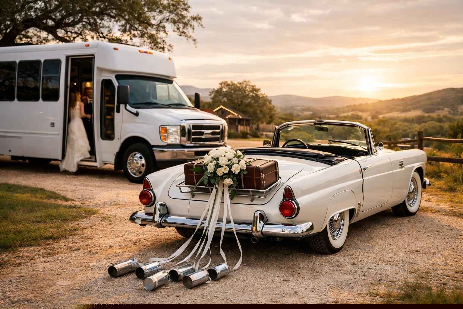 Do You Provide Wedding Day Shuttles And A Classic Vintage Getaway Car In Kerrville Texas?