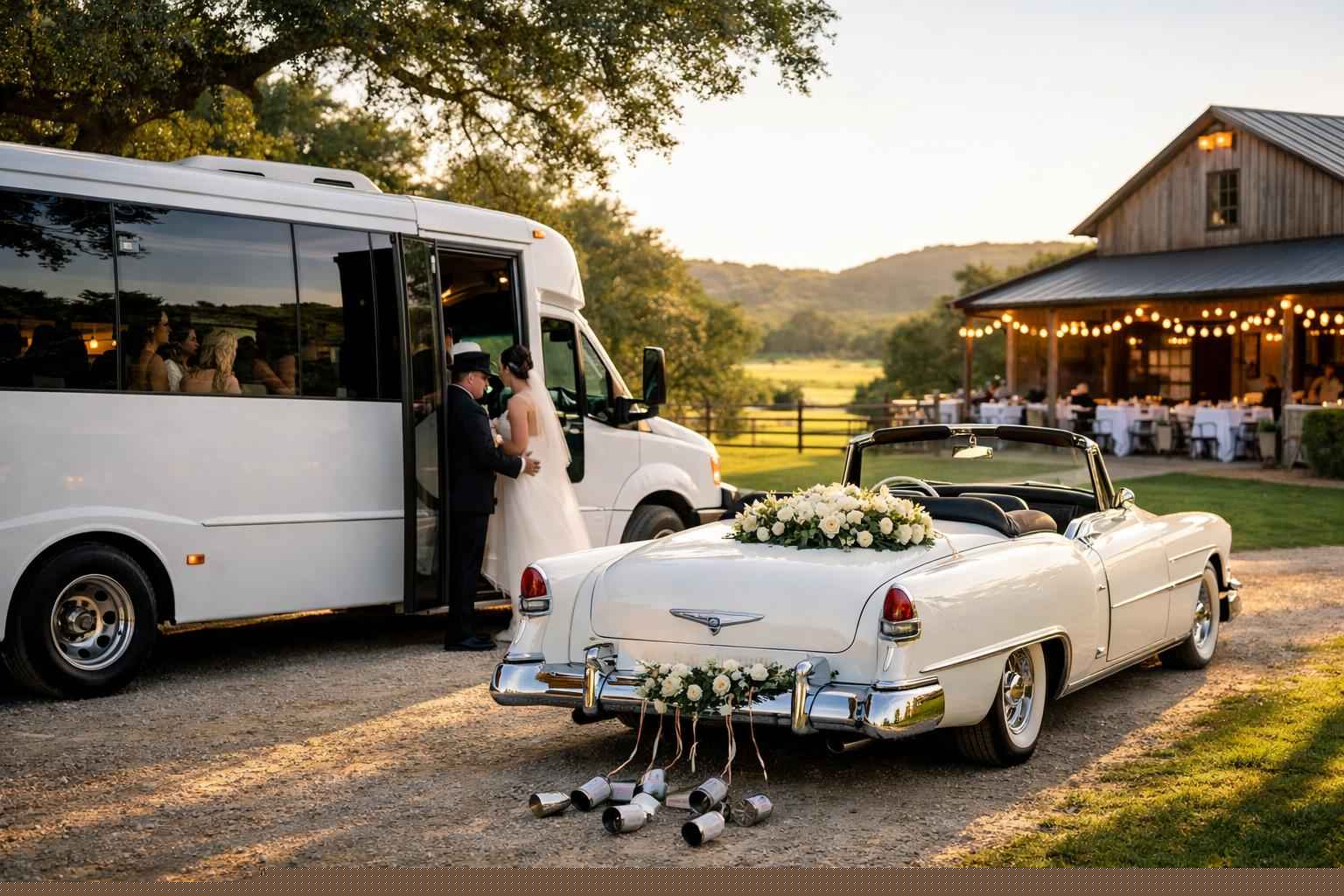 Do You Provide Wedding Day Shuttles And A Classic Vintage Getaway Car In Kerrville Texas