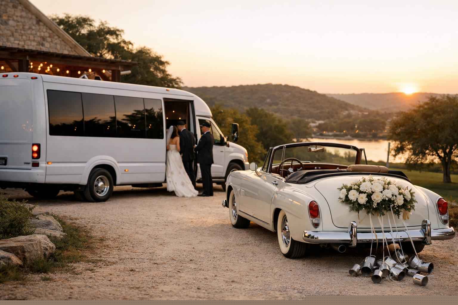 Do You Provide Wedding Day Shuttles And A Classic Vintage Getaway Car In Kerrville Texas