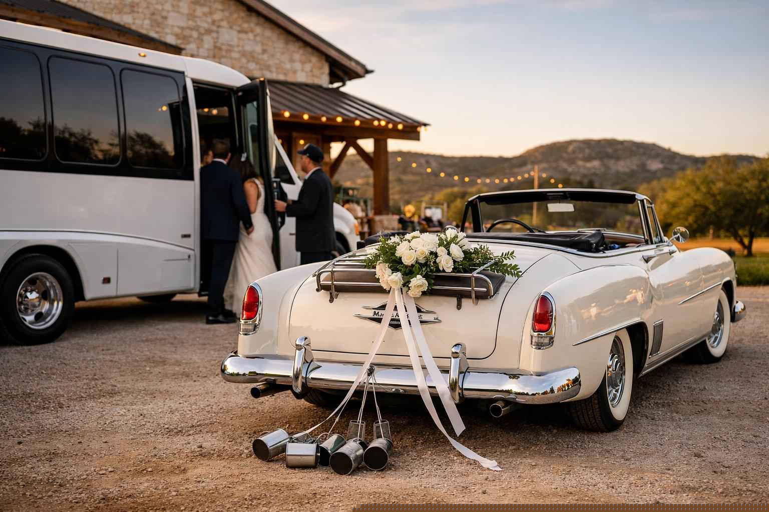 Do You Provide Wedding Day Shuttles And A Classic Vintage Getaway Car In Kerrville Texas