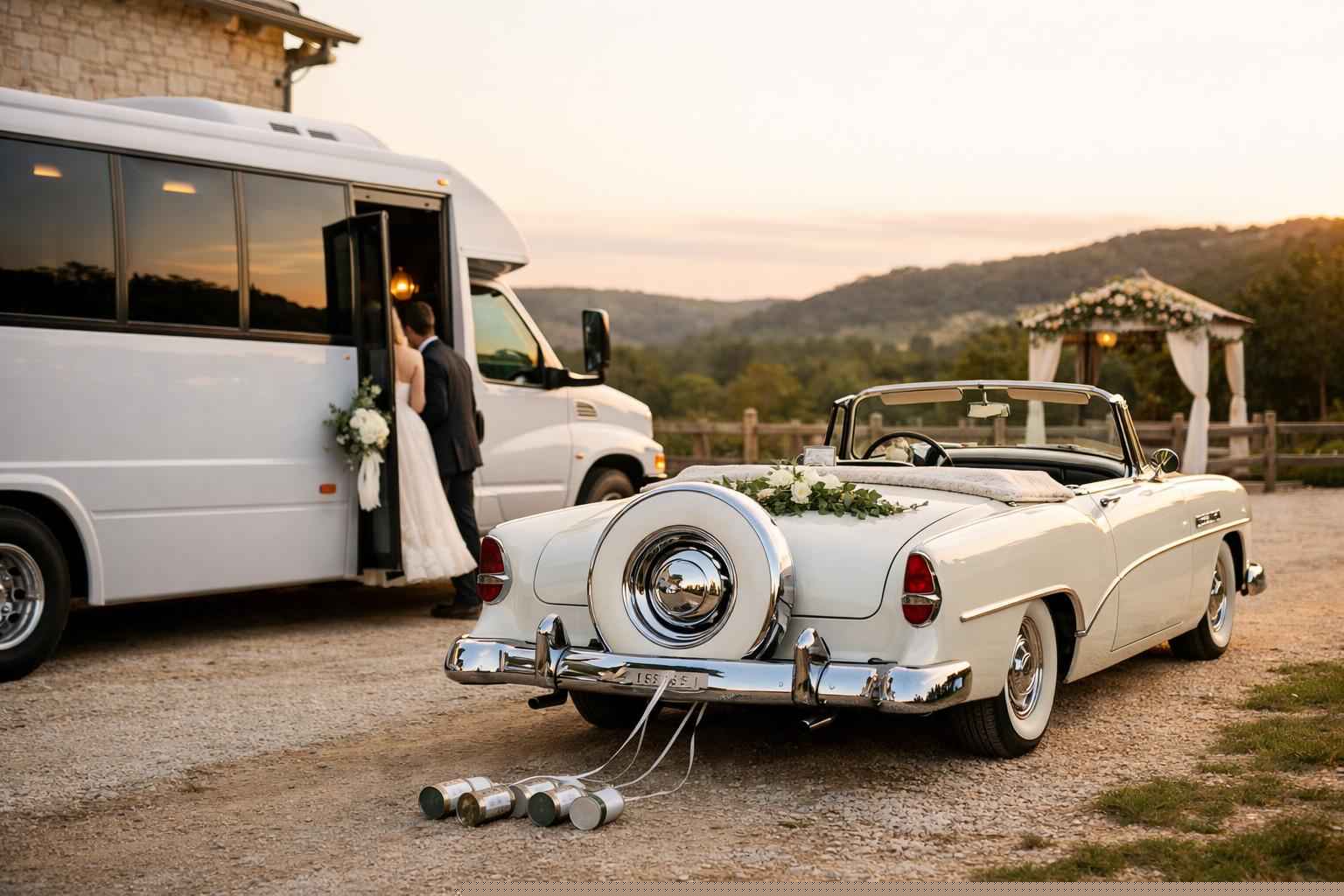 Do You Provide Wedding Day Shuttles And A Classic Vintage Getaway Car In Kerrville Texas