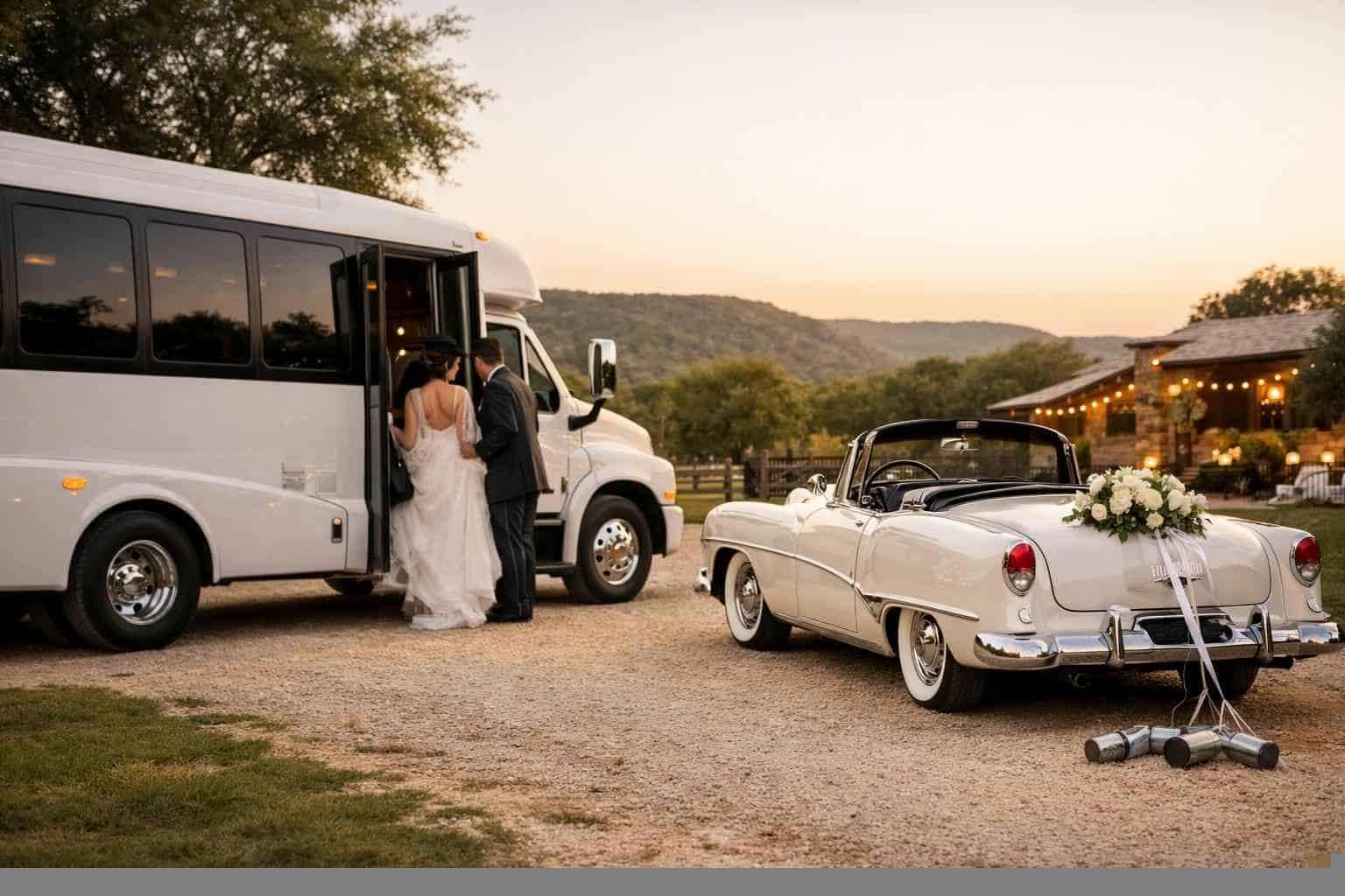 Do You Provide Wedding Day Shuttles And A Classic Vintage Getaway Car In Kerrville Texas?