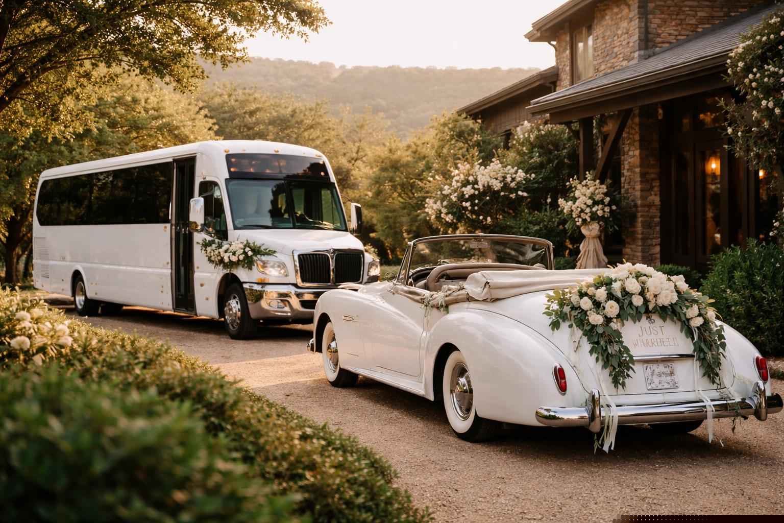 Do You Provide Wedding Day Shuttles And A Classic Vintage Getaway Car In Marble Falls Texas