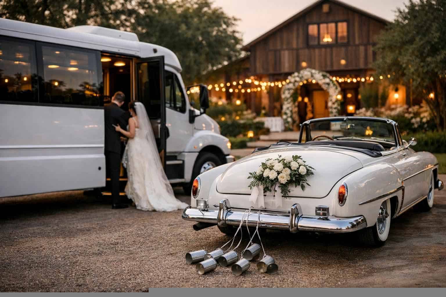 Do You Provide Wedding Day Shuttles And A Classic Vintage Getaway Car In McKinney Texas