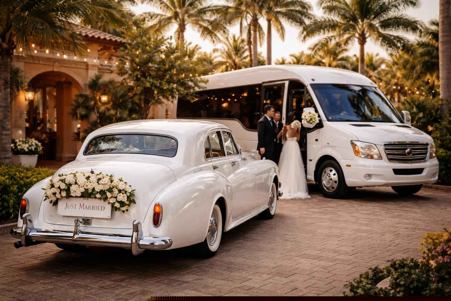 Do You Provide Wedding Day Shuttles And A Classic Vintage Getaway Car In Miami Florida?