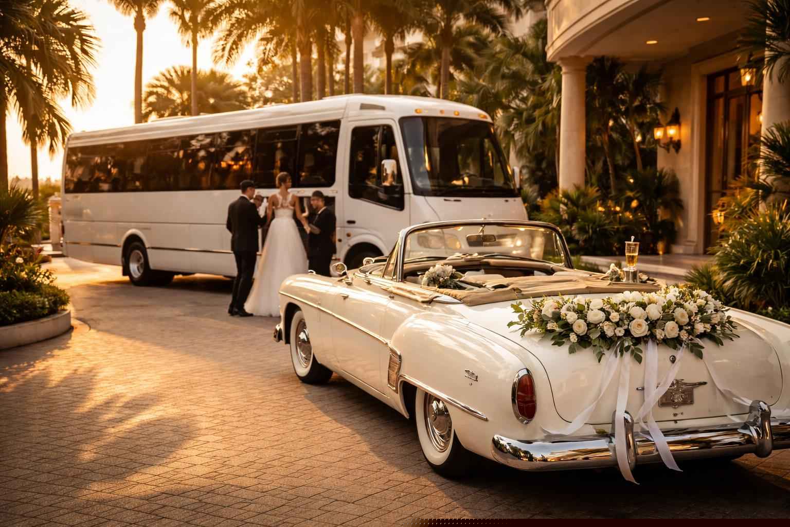 Do You Provide Wedding Day Shuttles And A Classic Vintage Getaway Car In Miami Florida?