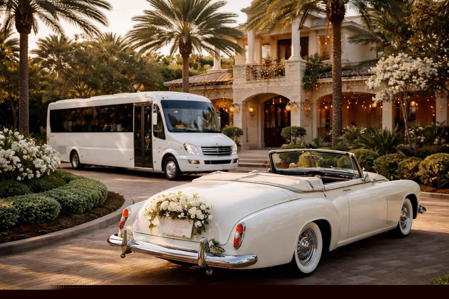 Do You Provide Wedding Day Shuttles And A Classic Vintage Getaway Car In Orlando Florida