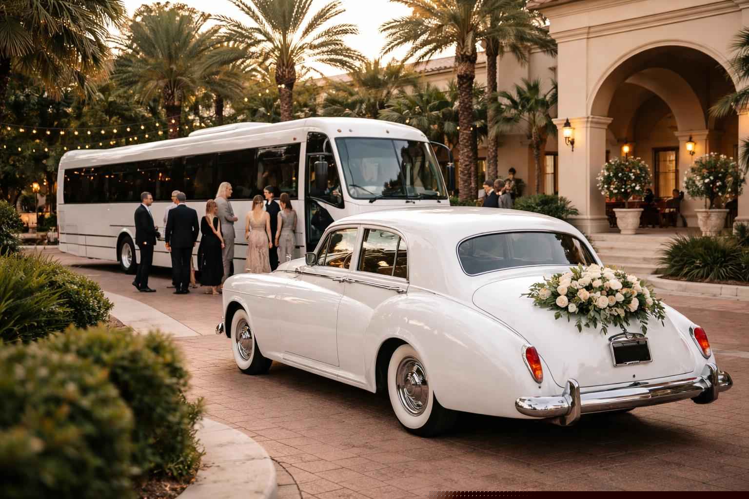 Do You Provide Wedding Day Shuttles And A Classic Vintage Getaway Car In Orlando Florida