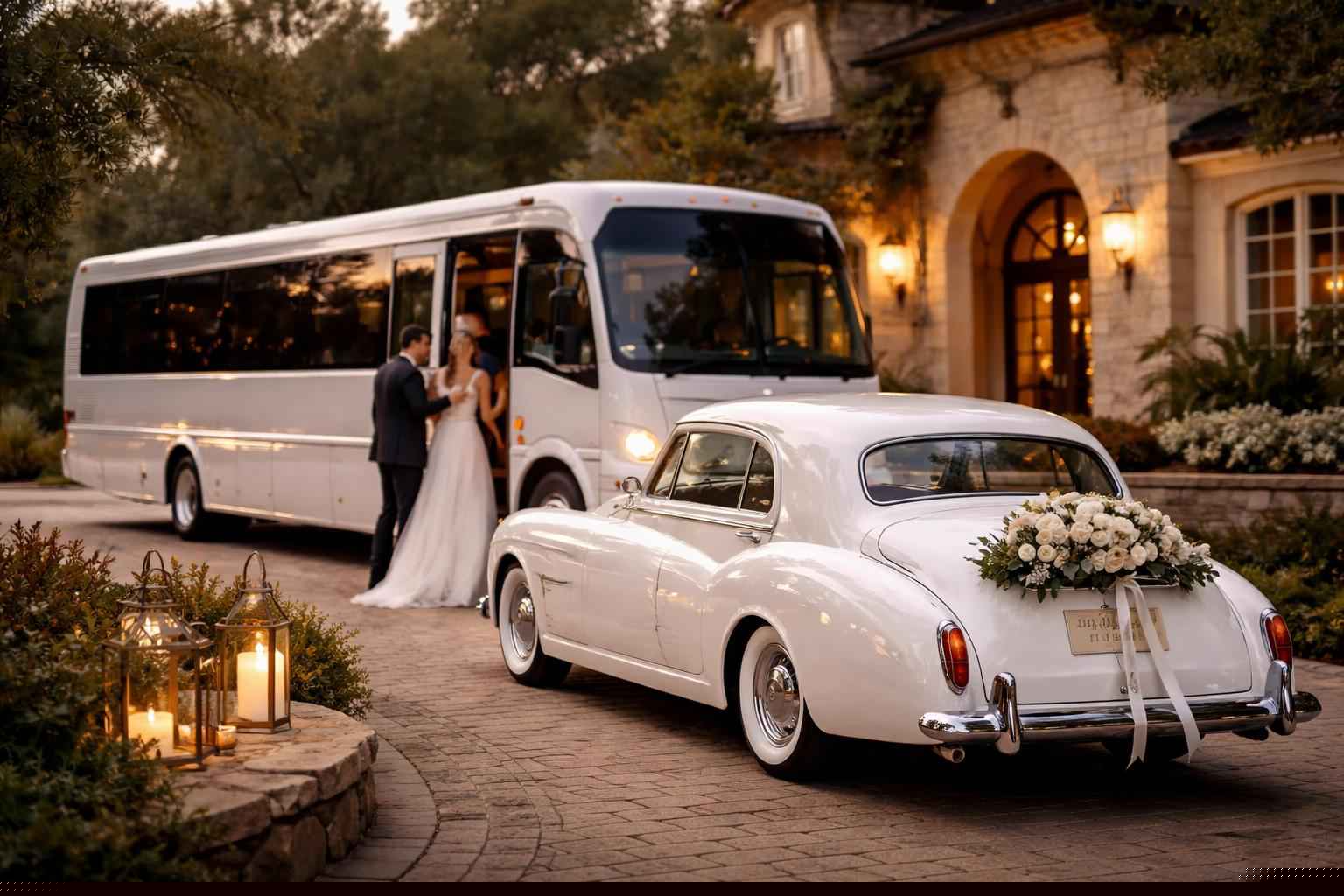 Do you provide wedding day shuttles and a classic vintage getaway car in Orlando Florida