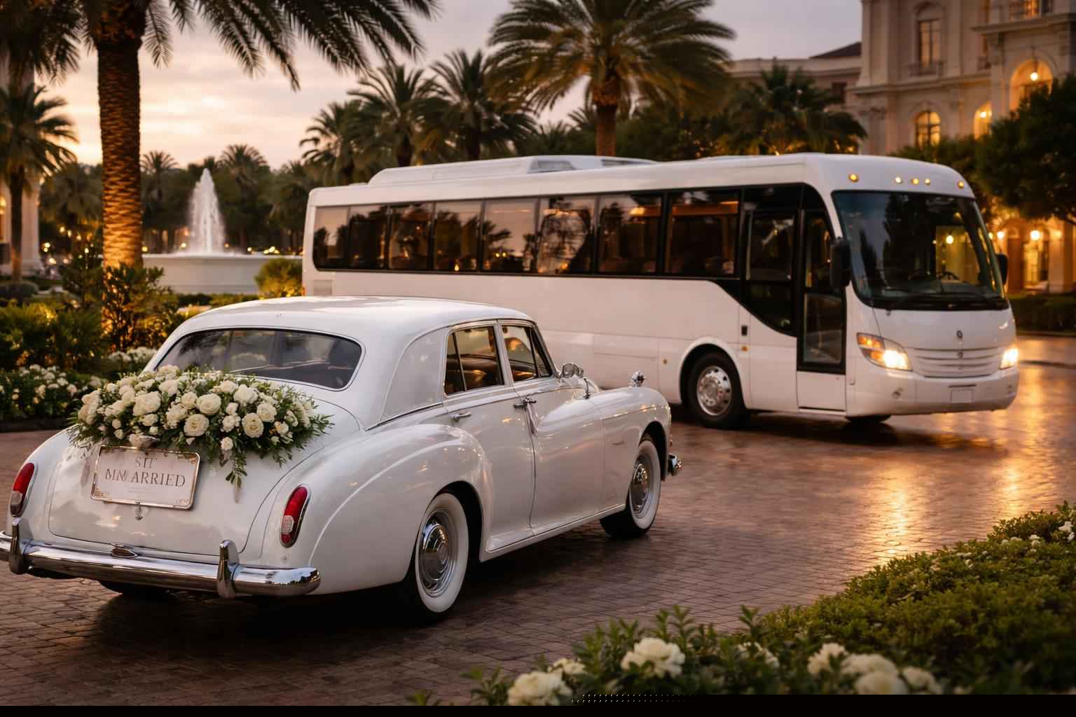 Do You Provide Wedding Day Shuttles And A Classic Vintage Getaway Car In Orlando Florida