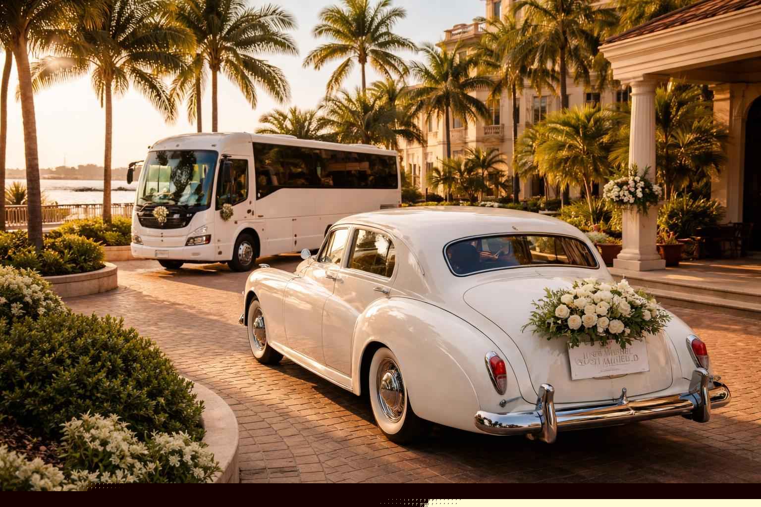Do you provide wedding day shuttles and a classic vintage getaway car in St. Petersburg Florida?