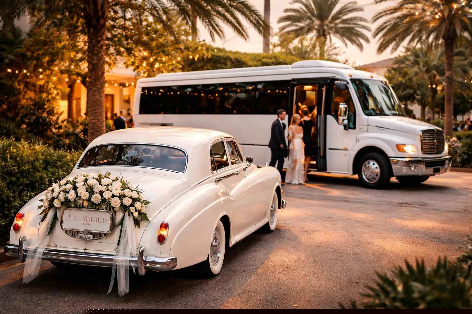 Do You Provide Wedding Day Shuttles And A Classic Vintage Getaway Car In Tampa Florida
