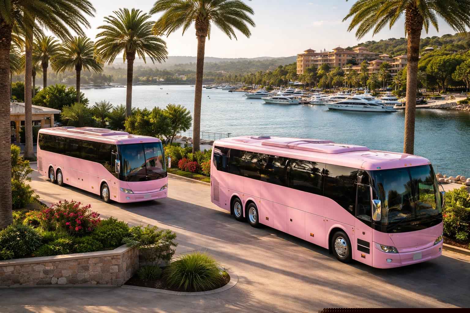 Pink Buses For Birthdays Proms And Weddings