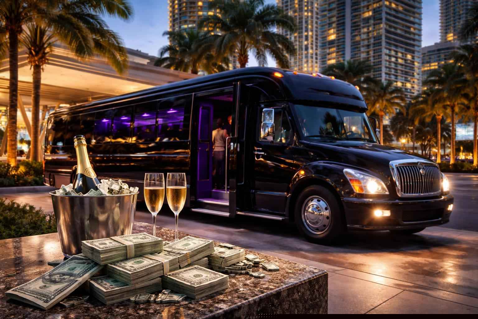 How much does black party bus rental cost in Miami Florida?