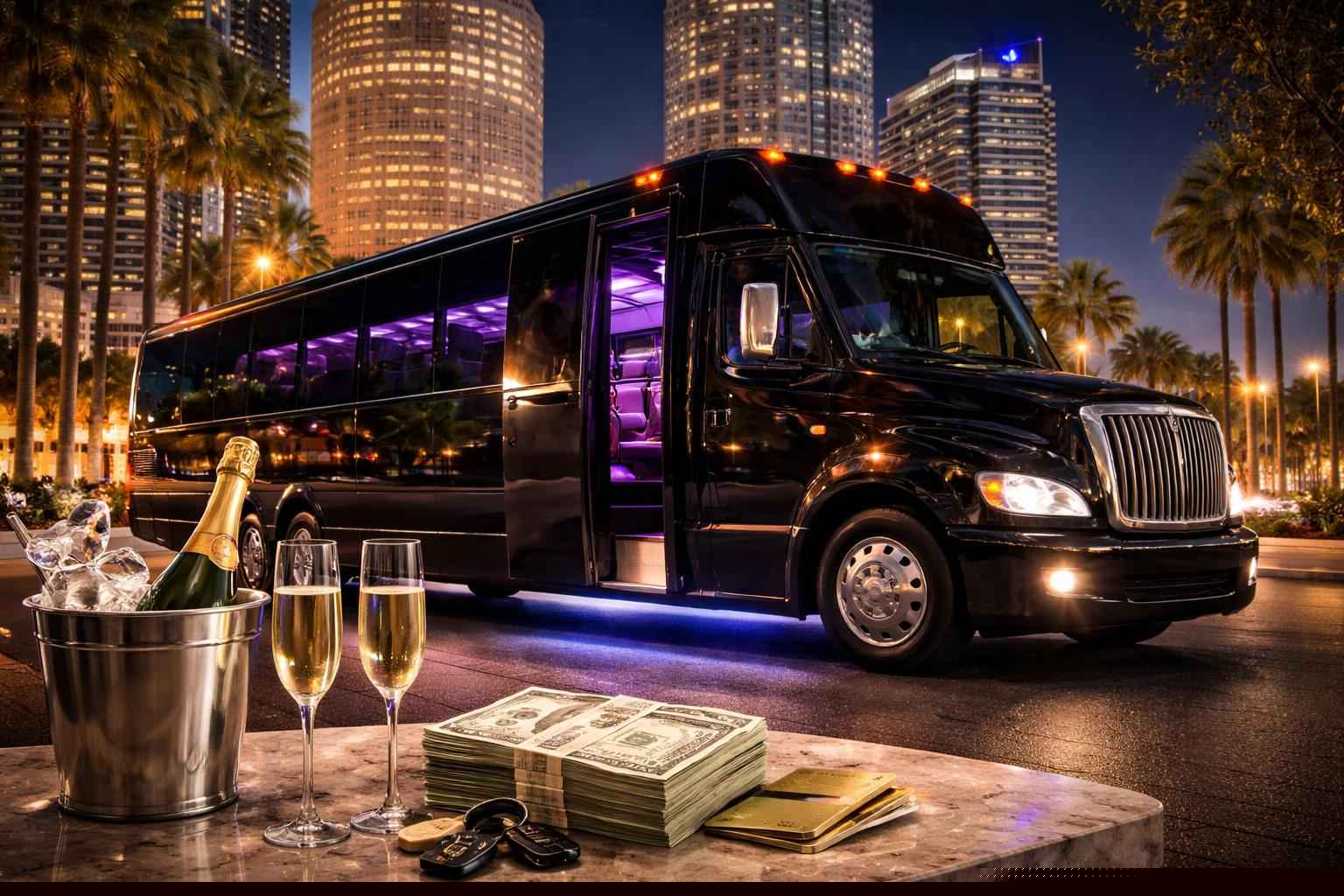 How much does black party bus rental cost in Tampa Florida?
