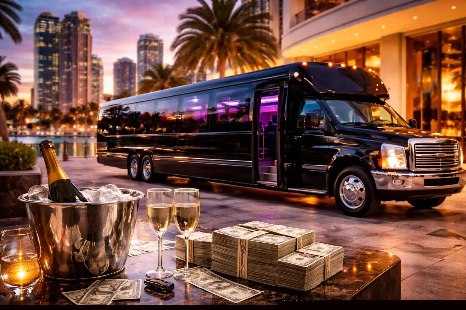 How much does limo bus rental cost in Miami Florida?