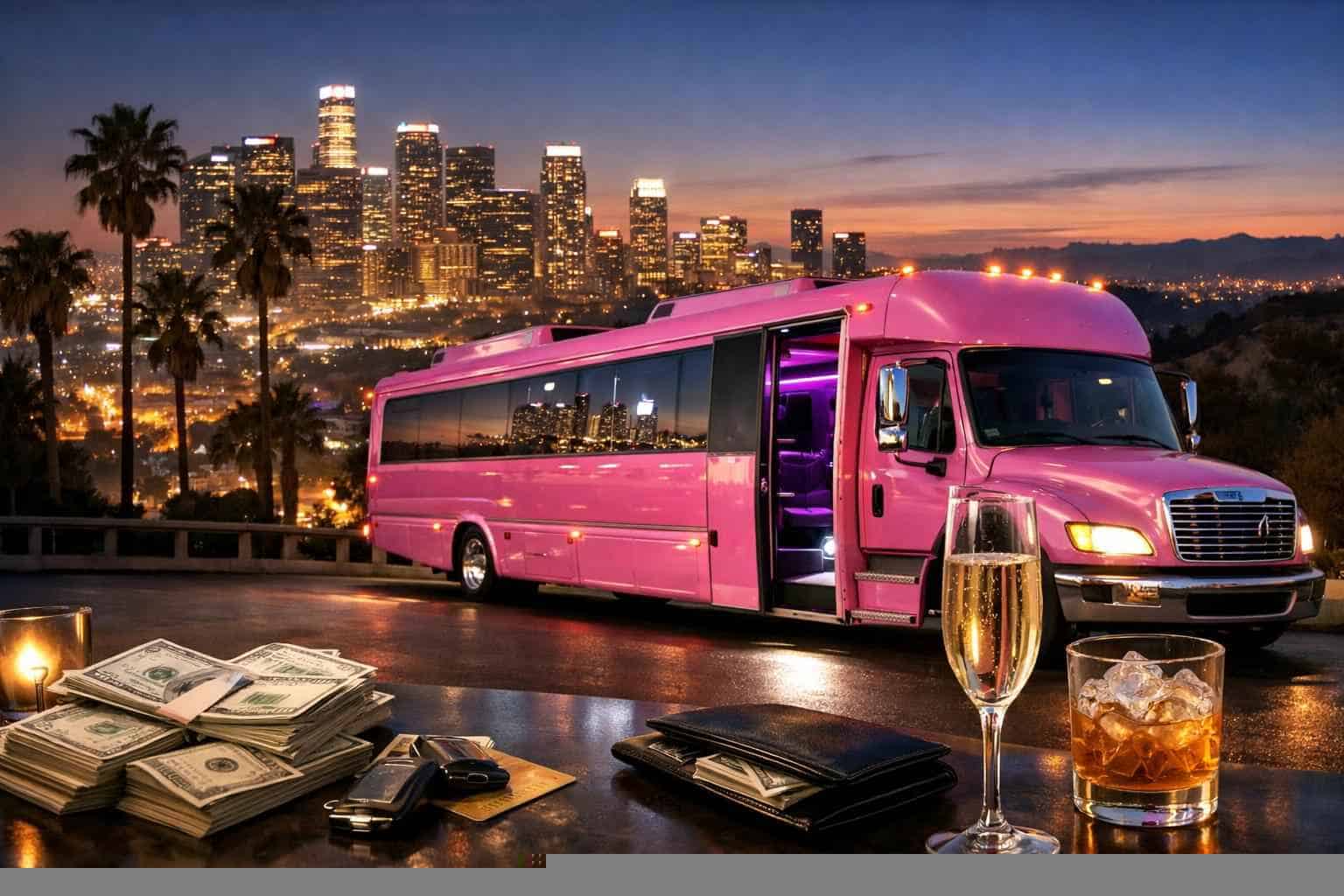 How much does pink party bus rental cost in Los Angeles California?