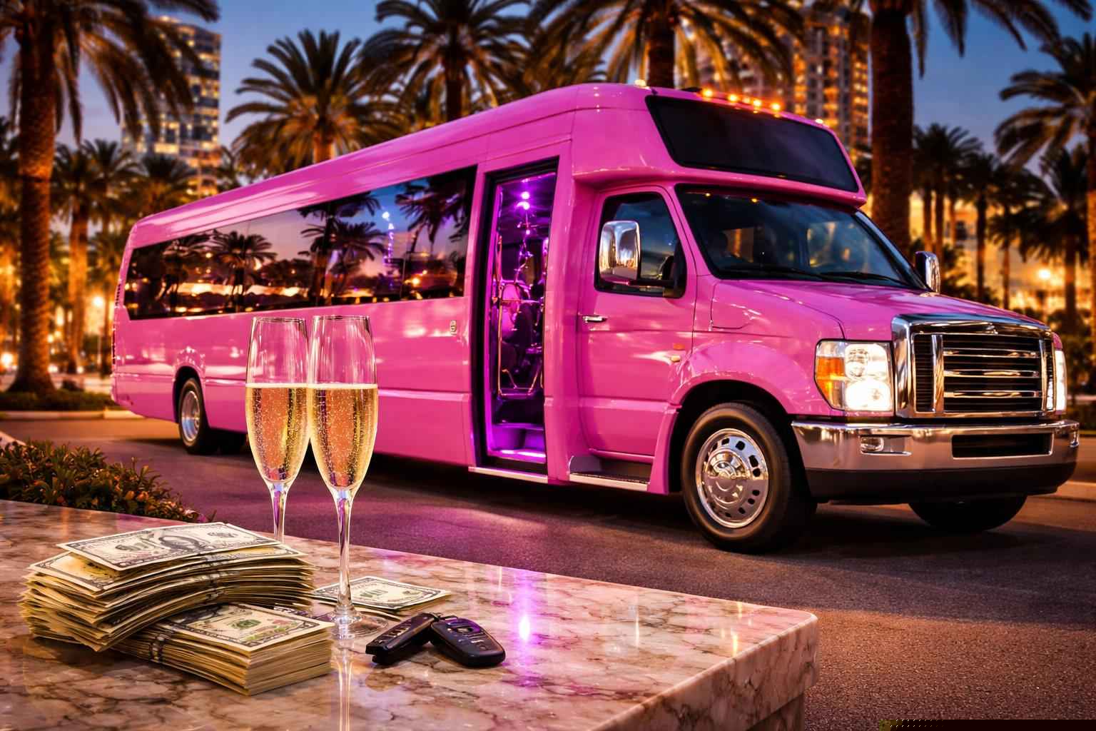 How much does pink party bus rental cost in Miami Florida?