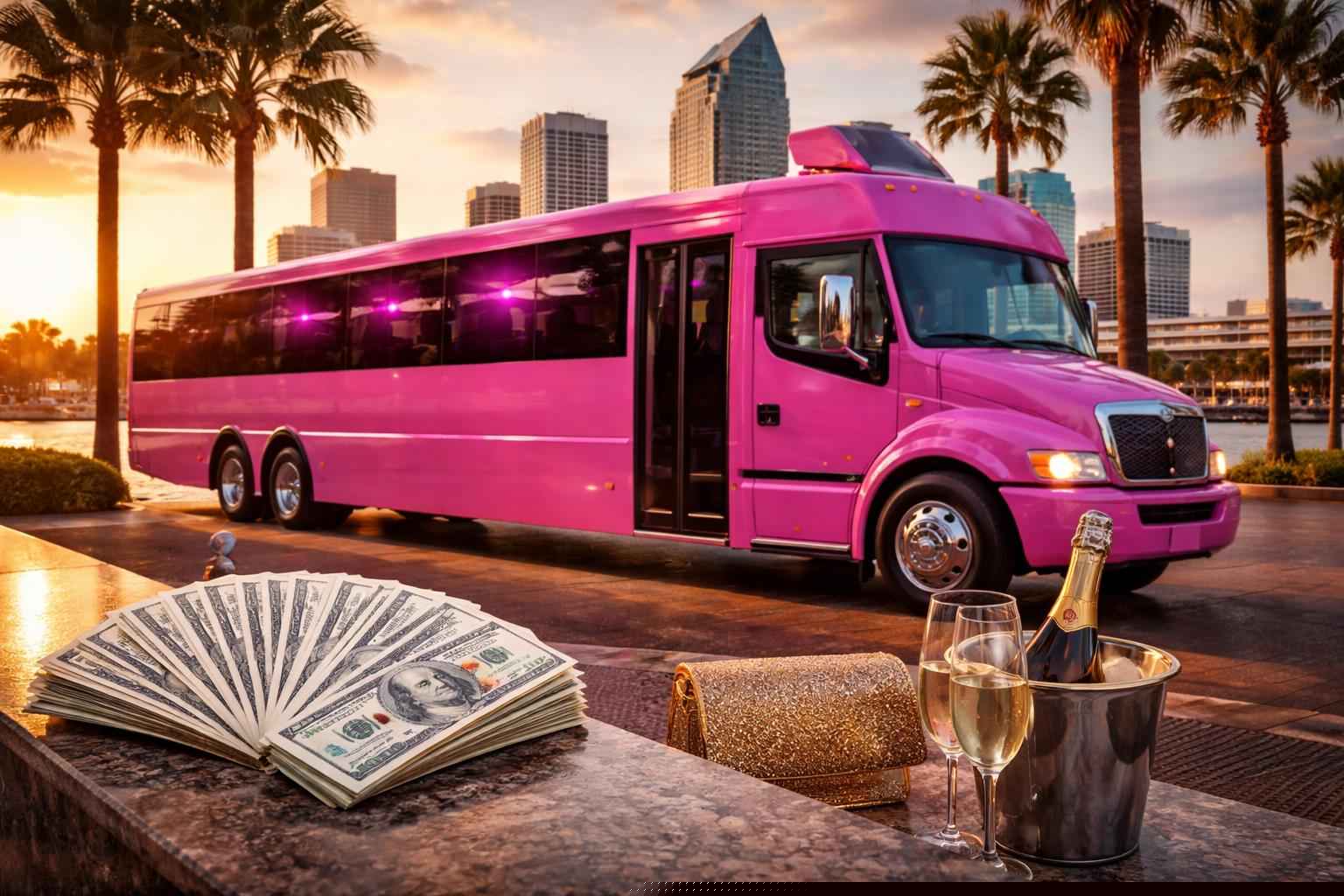 How much does pink party bus rental cost in Tampa Florida?