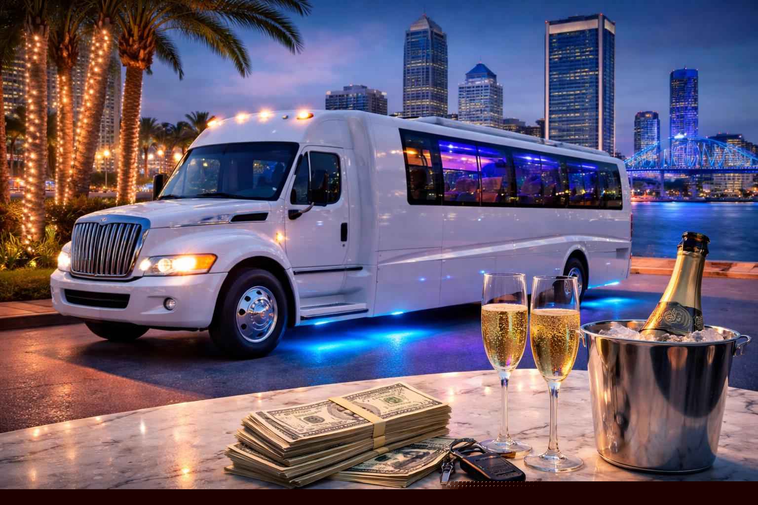 How much does white party bus rental cost in Jacksonville Florida?