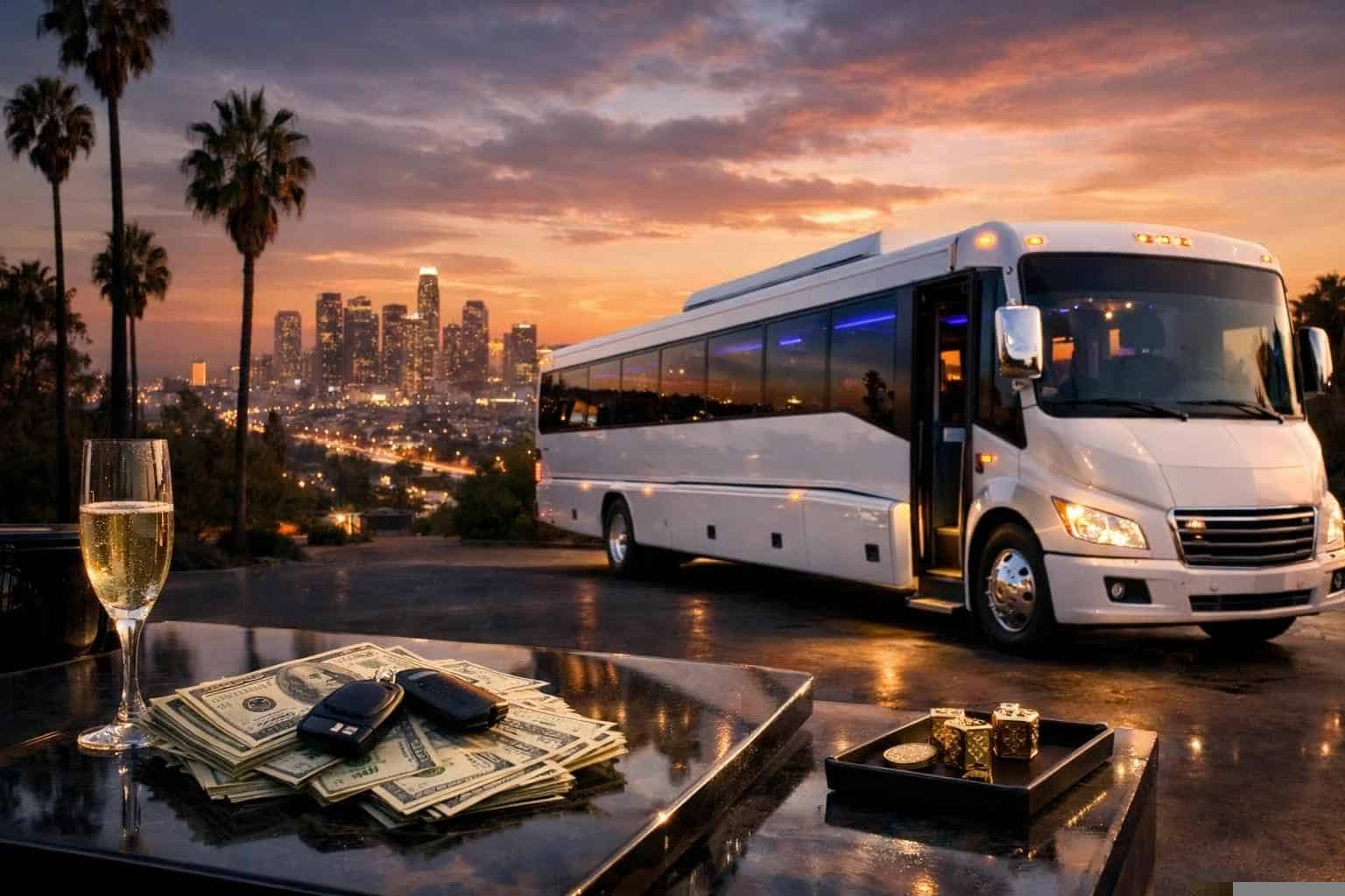 How much does white party bus rental cost in Los Angeles California?