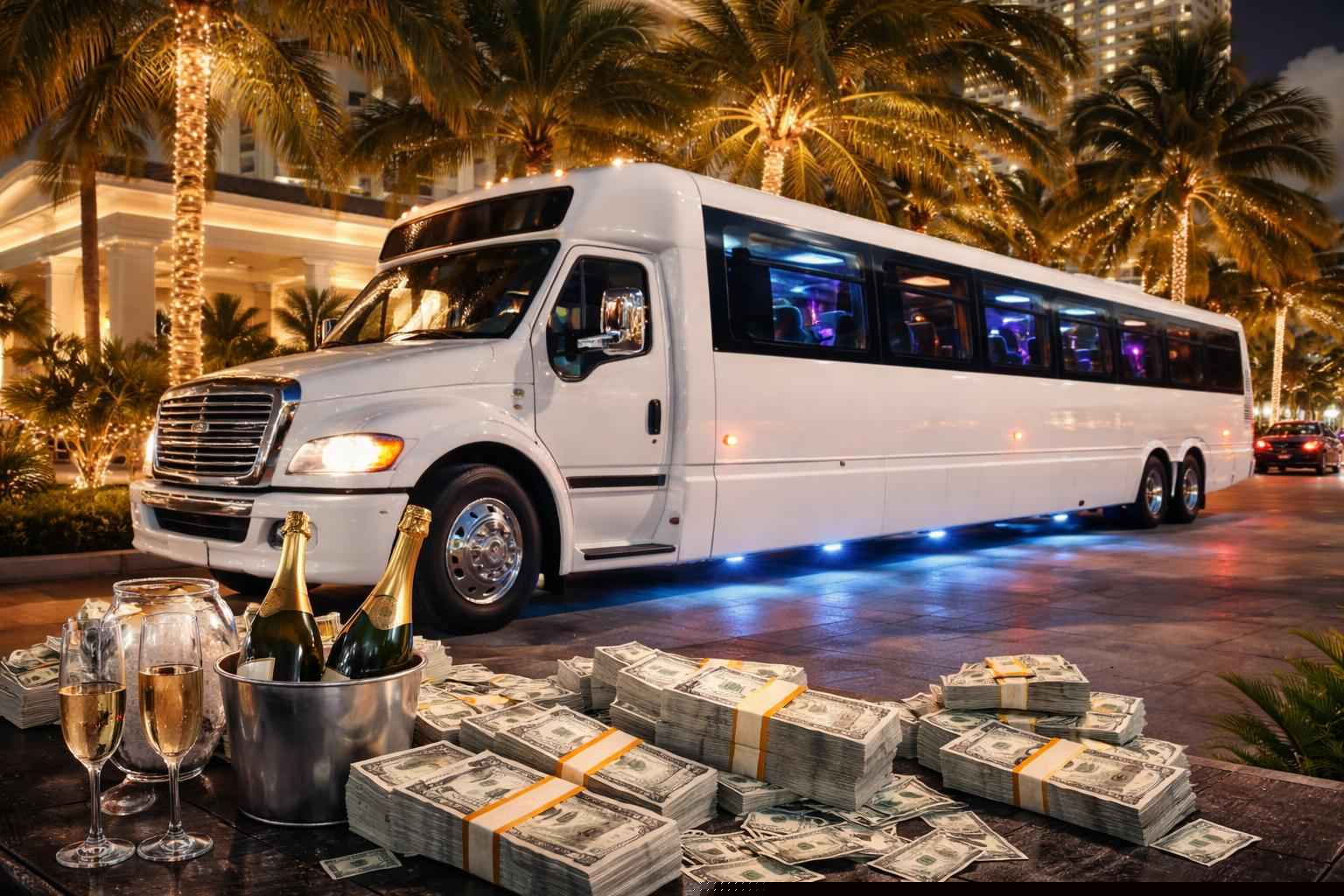 How much does white party bus rental cost in Miami Florida?
