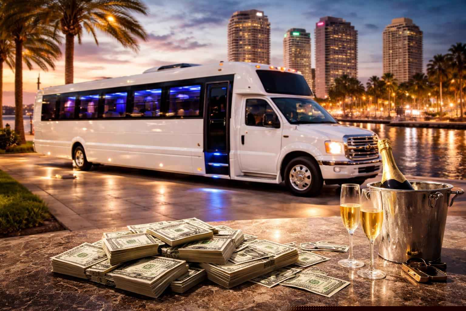 How much does white party bus rental cost in Tampa Florida?
