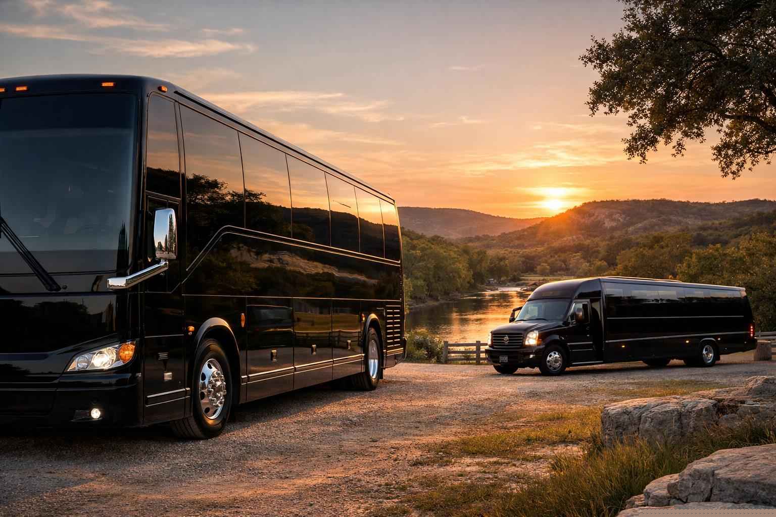 Luxury Black Party Buses Near Kerrville