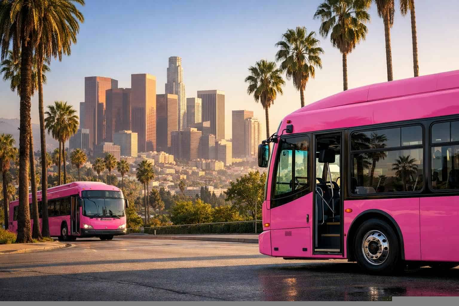Los Angeles California Pink Buses