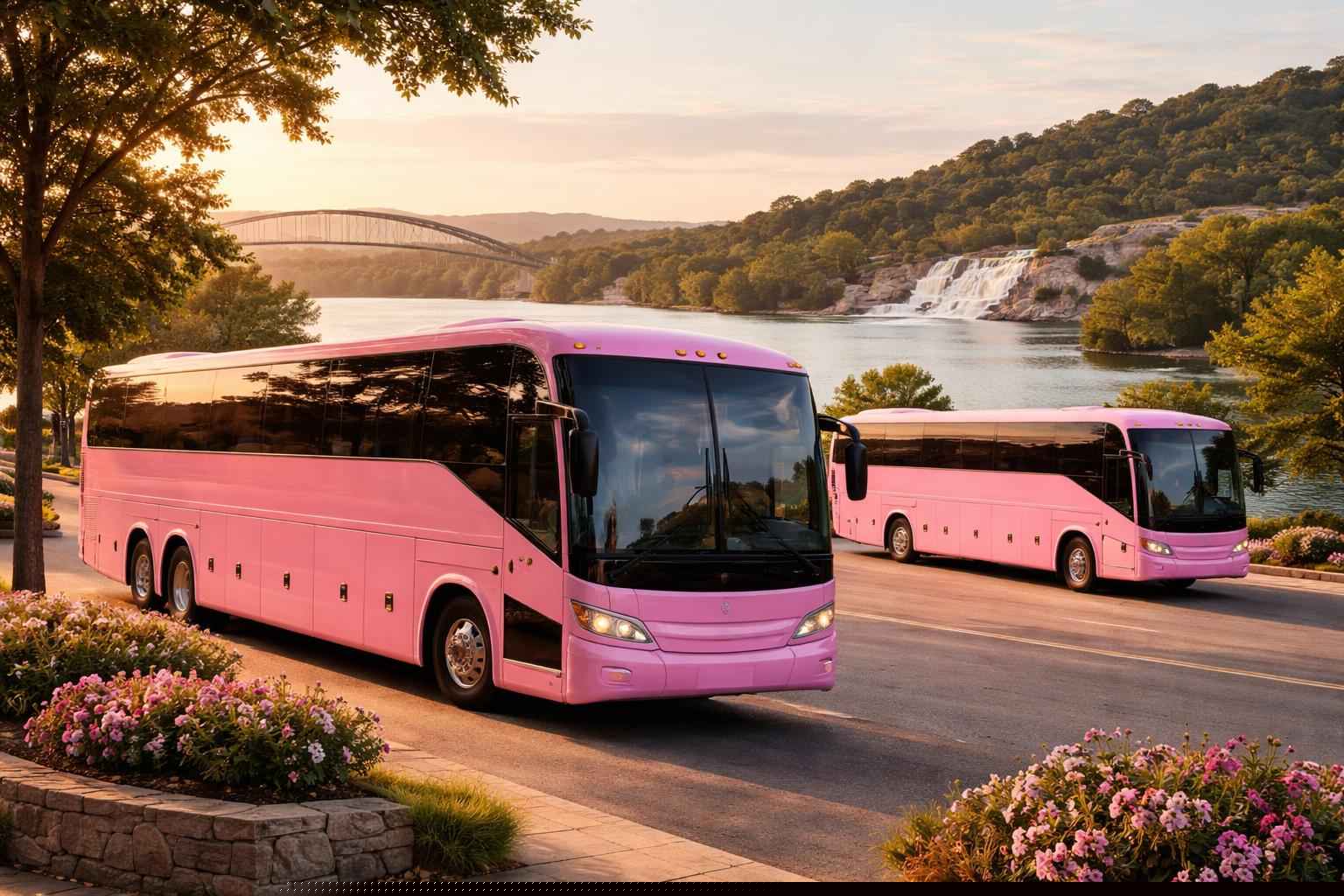 Luxury Pink Buses For Group Celebrations