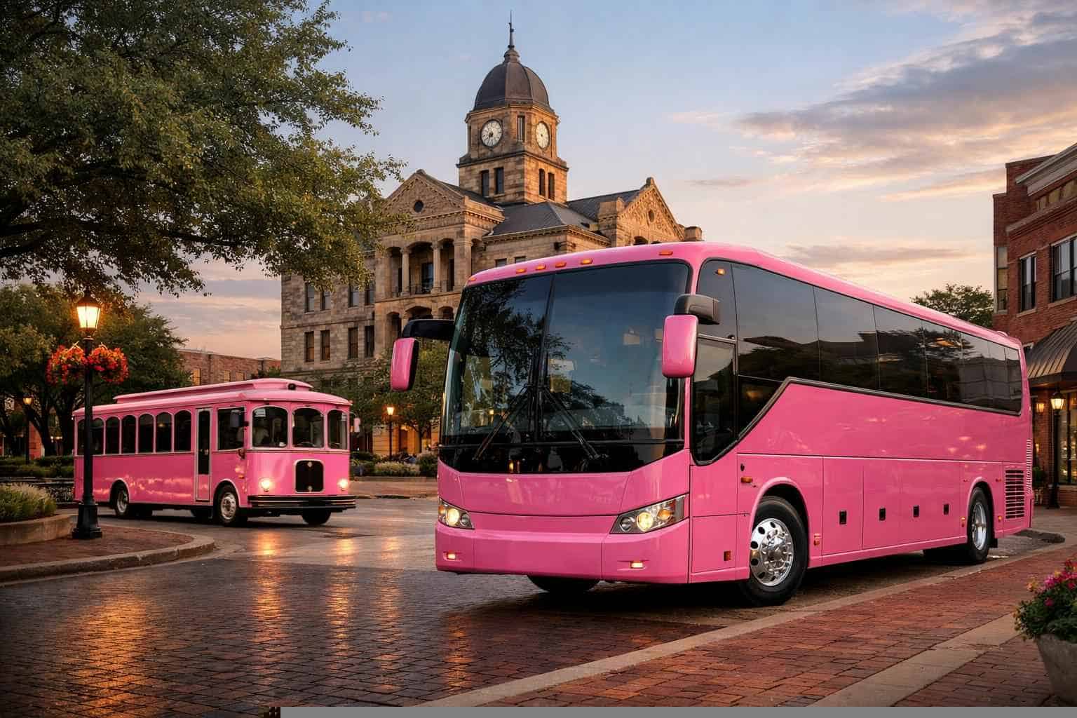 McKinney TX Pink Party Buses For Groups
