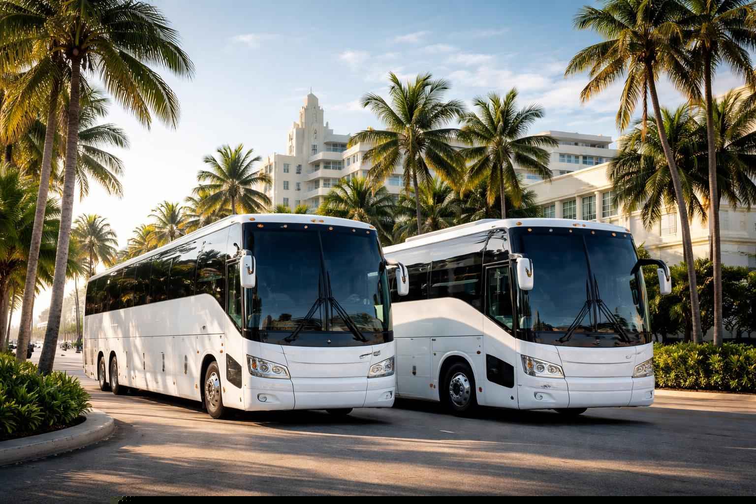Miami Florida White Buses