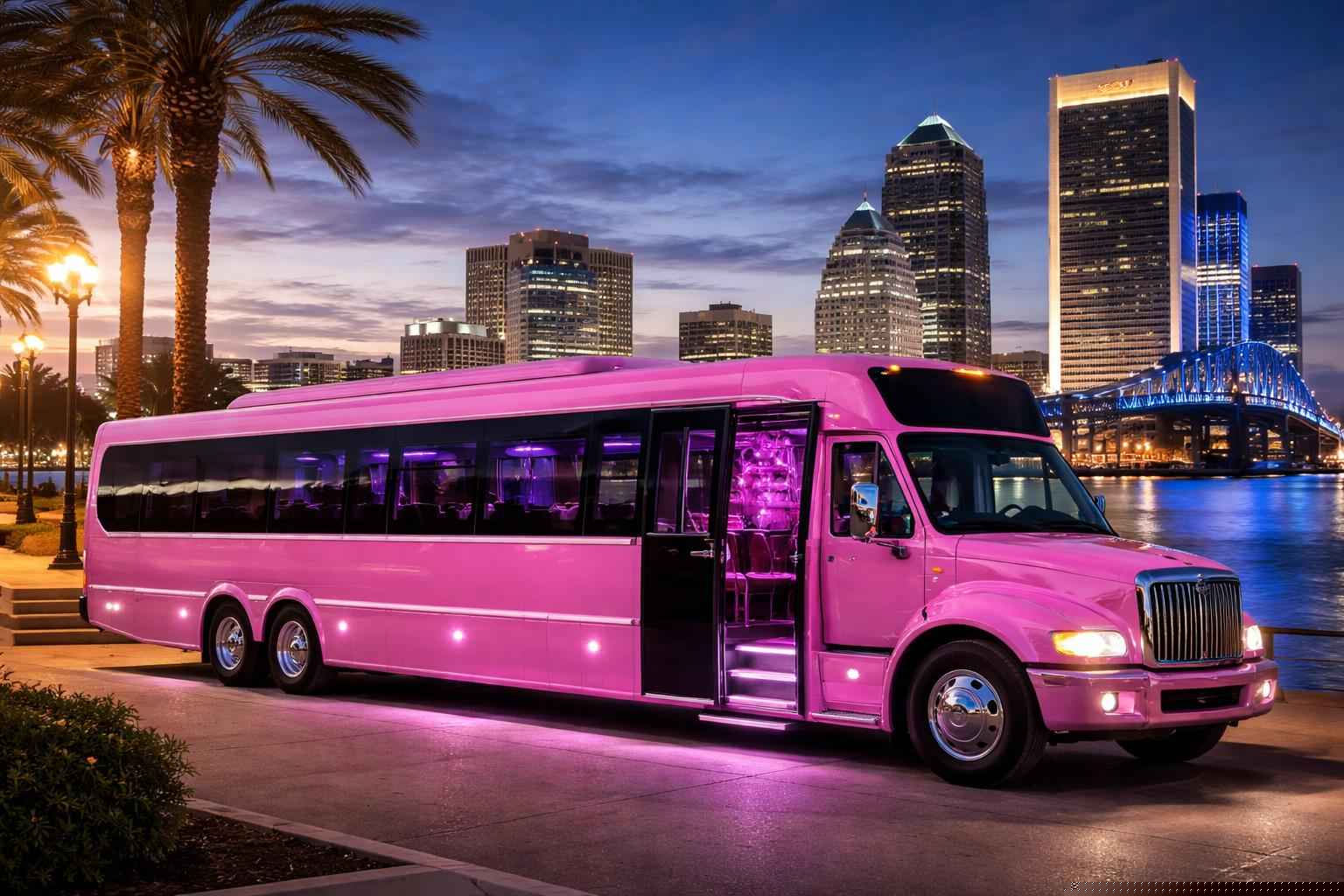 Pink Party Bus Rental Services in Jacksonville Florida