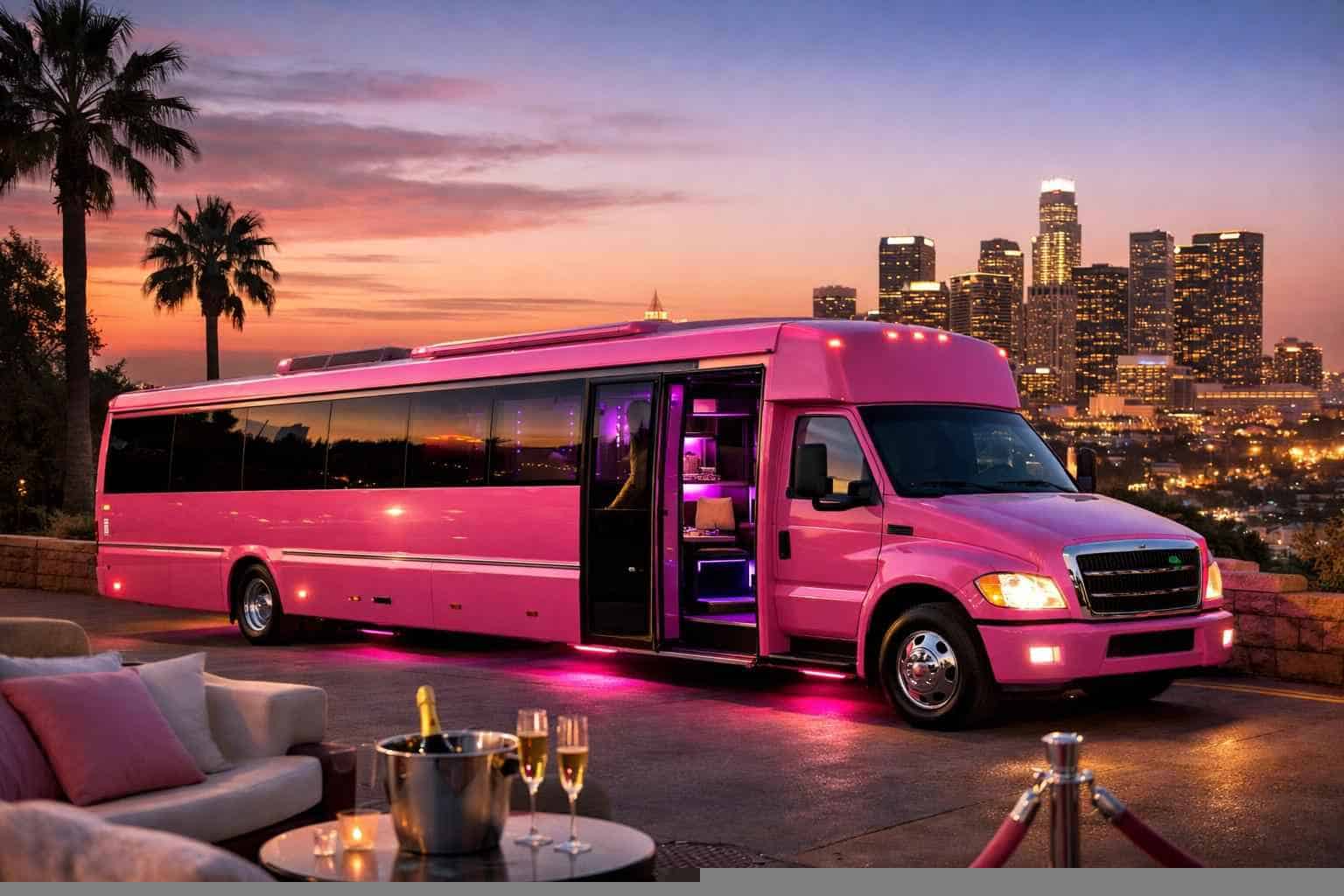 Pink Party Bus Rental Services in Los Angeles California