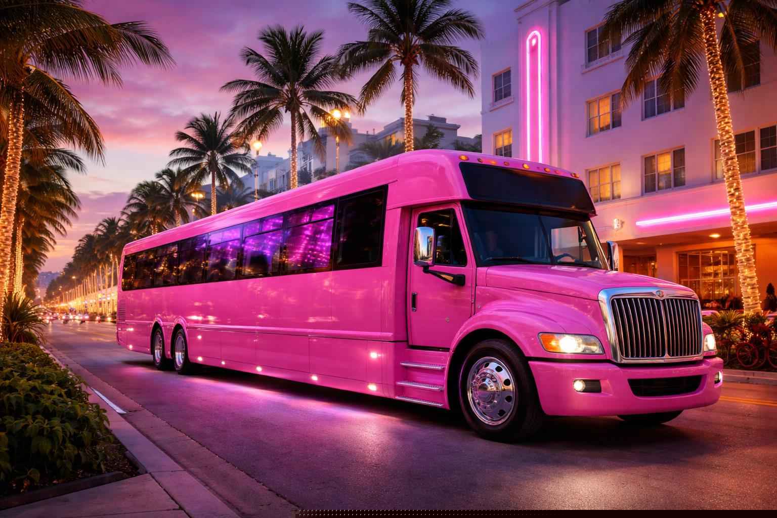 Pink Party Bus Rental Services in Miami Florida